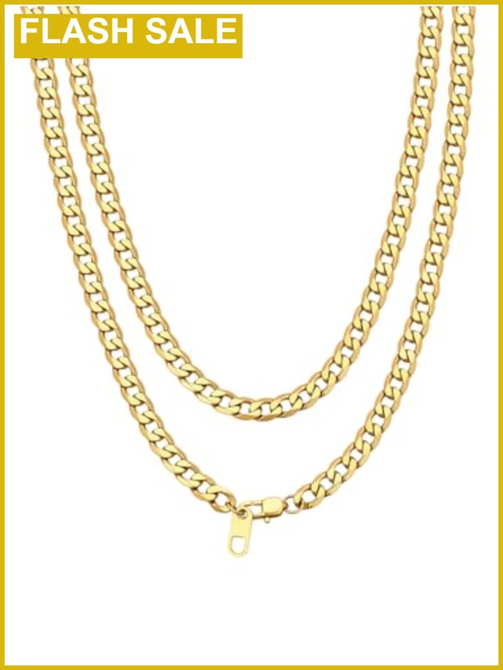 Men's Stainless Steel Flat Cuban Link Chain Necklace
